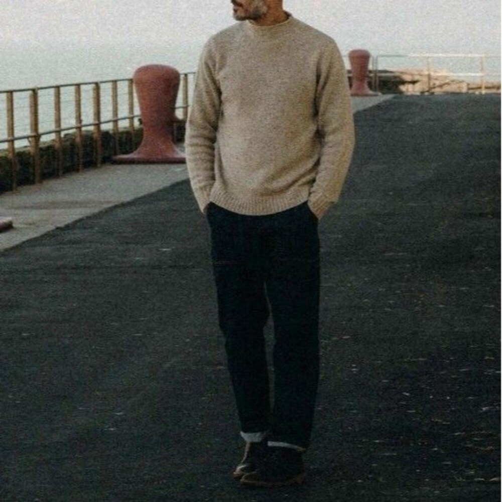 Taylor Stitch Fisherman Crewneck Sweater in Oatmeal Size 46 or US 2XL Coastal co